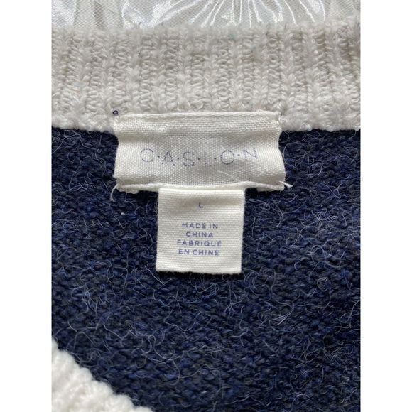 CASLON  Crewneck Sweater in White/ Blue/ Green/ Pink  Evie Stripe Large - Picture 7 of 11